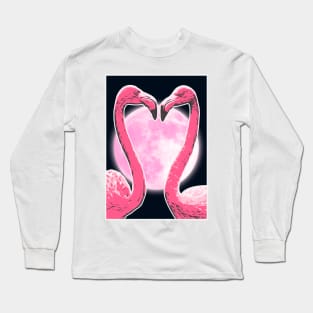 Flamingo Heart Shaped Art Moon Long Sleeve T-Shirt